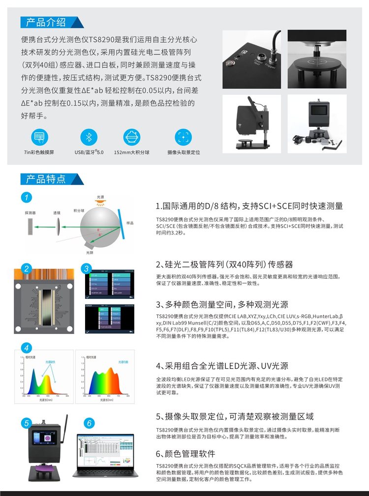 便攜臺式分光測色儀TS8290產(chǎn)品介紹