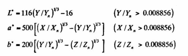 L和色品坐標(biāo)a、b的計算公式